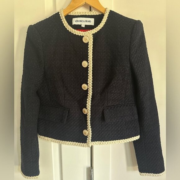 NEW Veronica Beard Mabel Collarless Tweed Jacket Blazer in Navy | size 2 - Picture 9 of 15